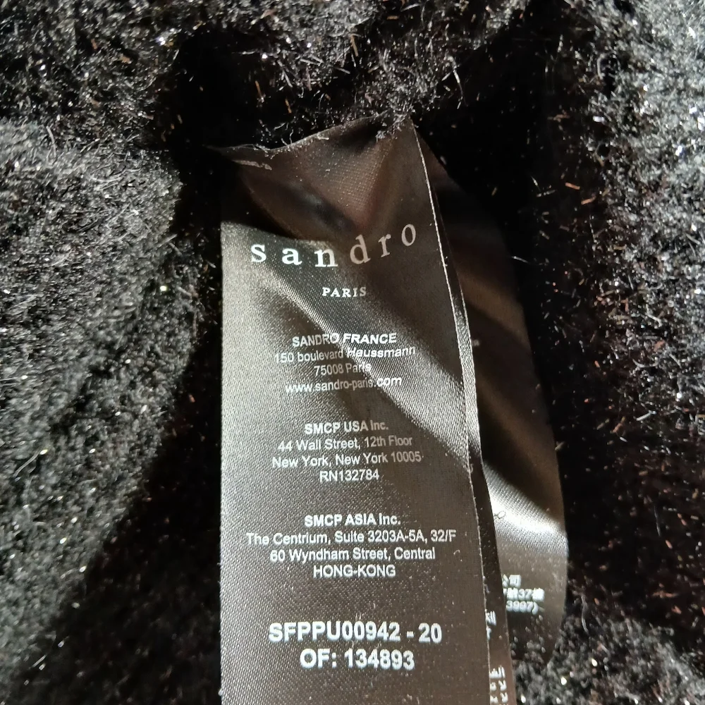 Sandro Paris Black Textured Mettalic Top. Size 1 - Picture 5 of 7